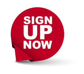red vector banner sign up now