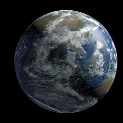 Planet Earth From Space Focus On South East Asia Day And Night 3D Rendered Illustration.