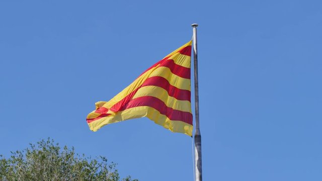 Catalonian Flag moving on the wind.
