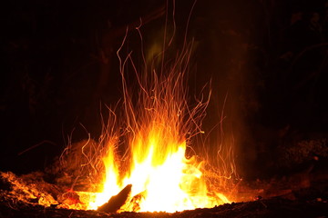 Night fire at picnic