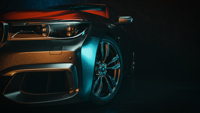 Modern cars are in the studio room.