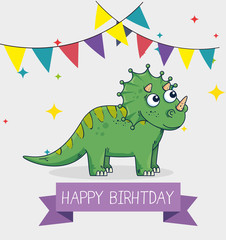 triceratops with party banner and ribbon decoration © Gstudio