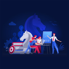 People are working on strategic planning and marketing strategies