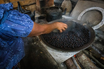 Roasting Coffee in Kitchen in Guatemala