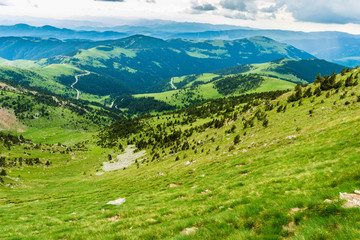 High green beautiful valley in the mountains.