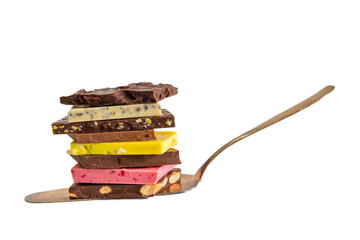 Cake server loaded with chocolate pieces.