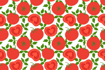 Tomato seamless pattern. Red vegetable. Hand drawn doodle vector sketch. Healthy food. Vegetarian product. Restaurant menu