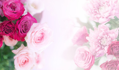 Festive delicate floral background. Fresh bouquet of flowers on a gentle white background