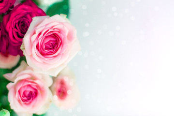 Festive delicate floral background. Fresh bouquet of flowers on a gentle white background