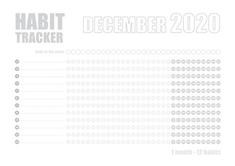 Printable blank A4 size sheet of Habit tracker template - 272303430