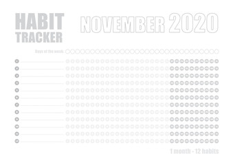 Printable blank A4 size sheet of Habit tracker template - 272303440