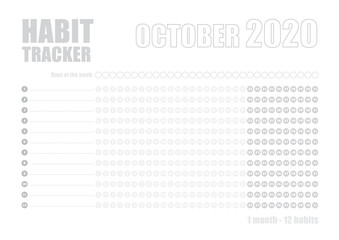 Printable blank A4 size sheet of Habit tracker template - 272303454