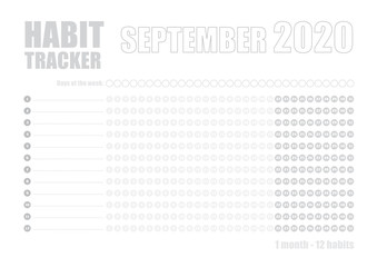 Printable blank A4 size sheet of Habit tracker template - 272303472