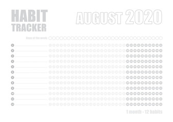 Printable blank A4 size sheet of Habit tracker template - 272303487