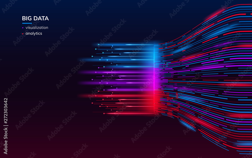 Leinwandbilder Fractal elements with lines for big data analysis visualization. Complex bigdata connection or abstract futuristic technology. Information connection wallpaper. Data array visual concept. Analyze