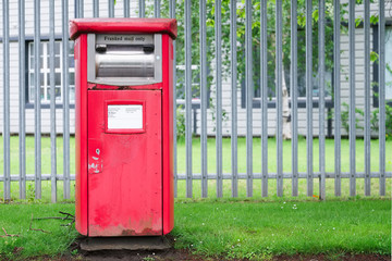 Franked mail only postbox at place of work outdoors