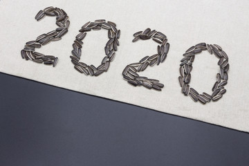  2020 digital creative banner pattern is composed of many sunflower seeds