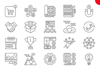 Thin Line Icons Set of Search Engine Optimization