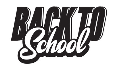 Vector monochrome illustration with lettering inscription back to school
