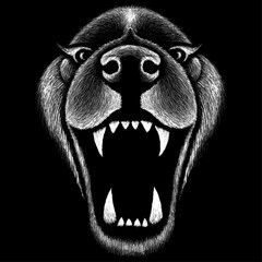 The Vector logo dog  or wolf for tattoo or T-shirt design or outwear.  Cute print style dog  or wolf  background.