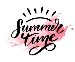 Summer time vector text lettering calligraphy letters black slogan Sales Holiday Flyer Banner Poster