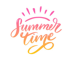 Summer time vector text lettering calligraphy letters black slogan Sales Holiday Flyer Banner Poster