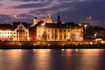 Szczecin at night in Poland