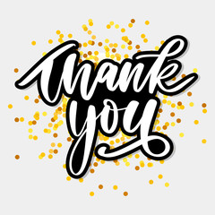 Thank You handwritten inscription. Hand drawn lettering. Thank You calligraphy. Thank you card. Vector illustration. Slogan