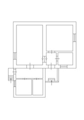 2d floor plan. Black&white floor plan. Floorplan
