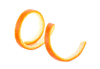 Fresh orange peel isolated on white background