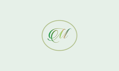 Obraz premium Calligraphic monogram with a letter. Elegant logo in a circular frame. The emblem is isolated on a salad backing. Vector illustration