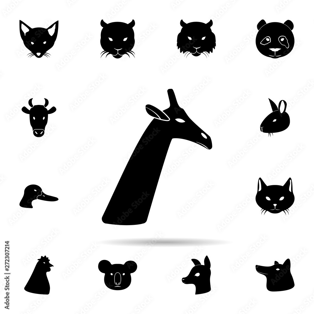 Poster head of giraffe silhouette icon. universal set of animals for website design and development, app de