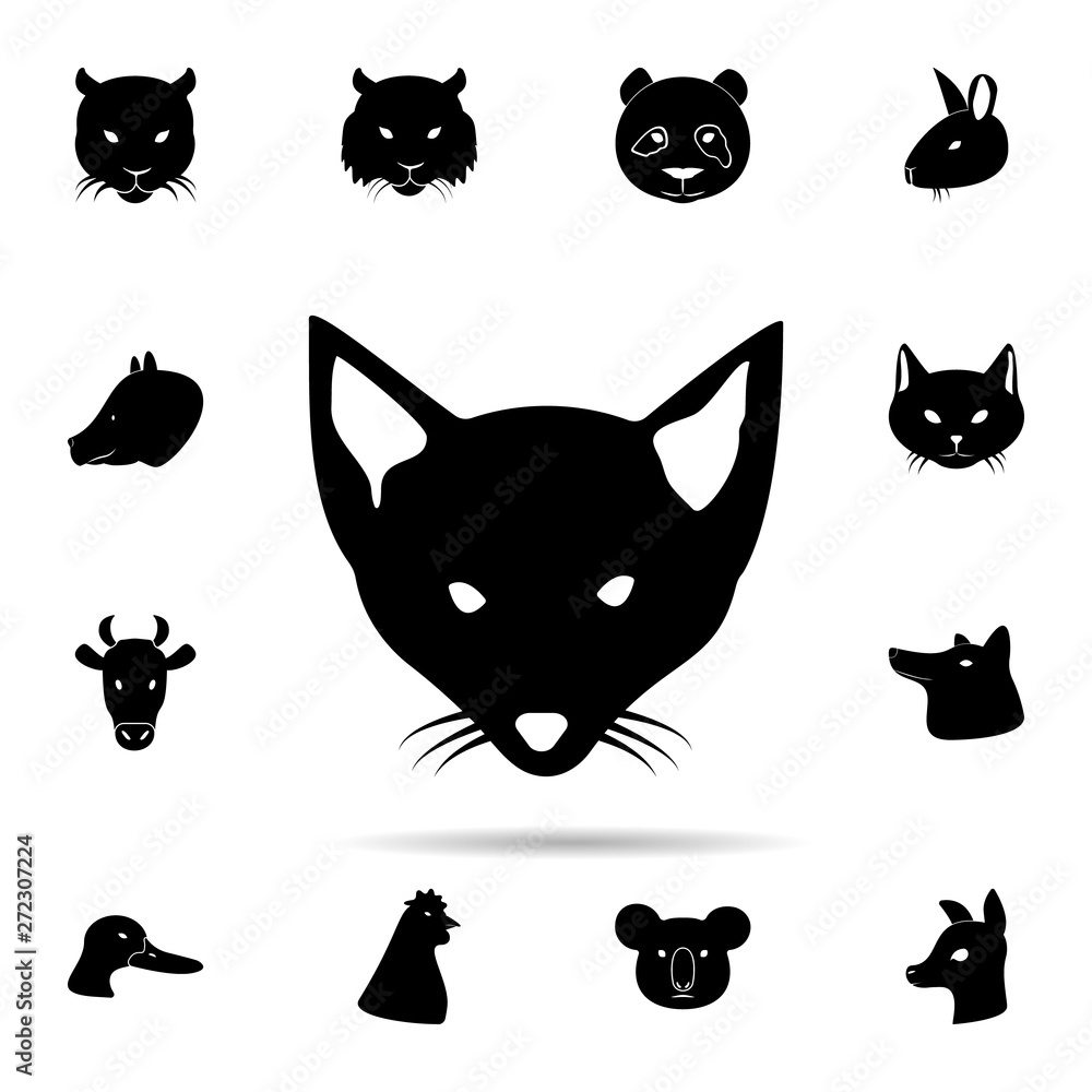 Poster head of a fox silhouette icon. universal set of animals for website design and development, app deve