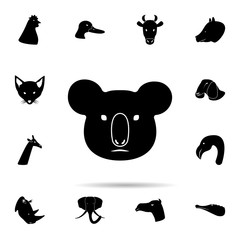 head of koala silhouette icon. Universal set of animals for website design and development, app development
