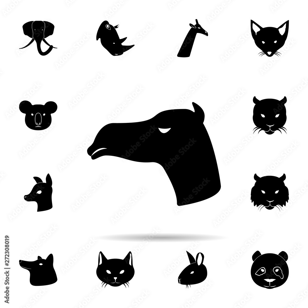Poster head of camel silhouette icon. universal set of animals for website design and development, app deve