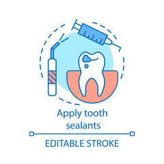 Apply tooth sealants concept icon