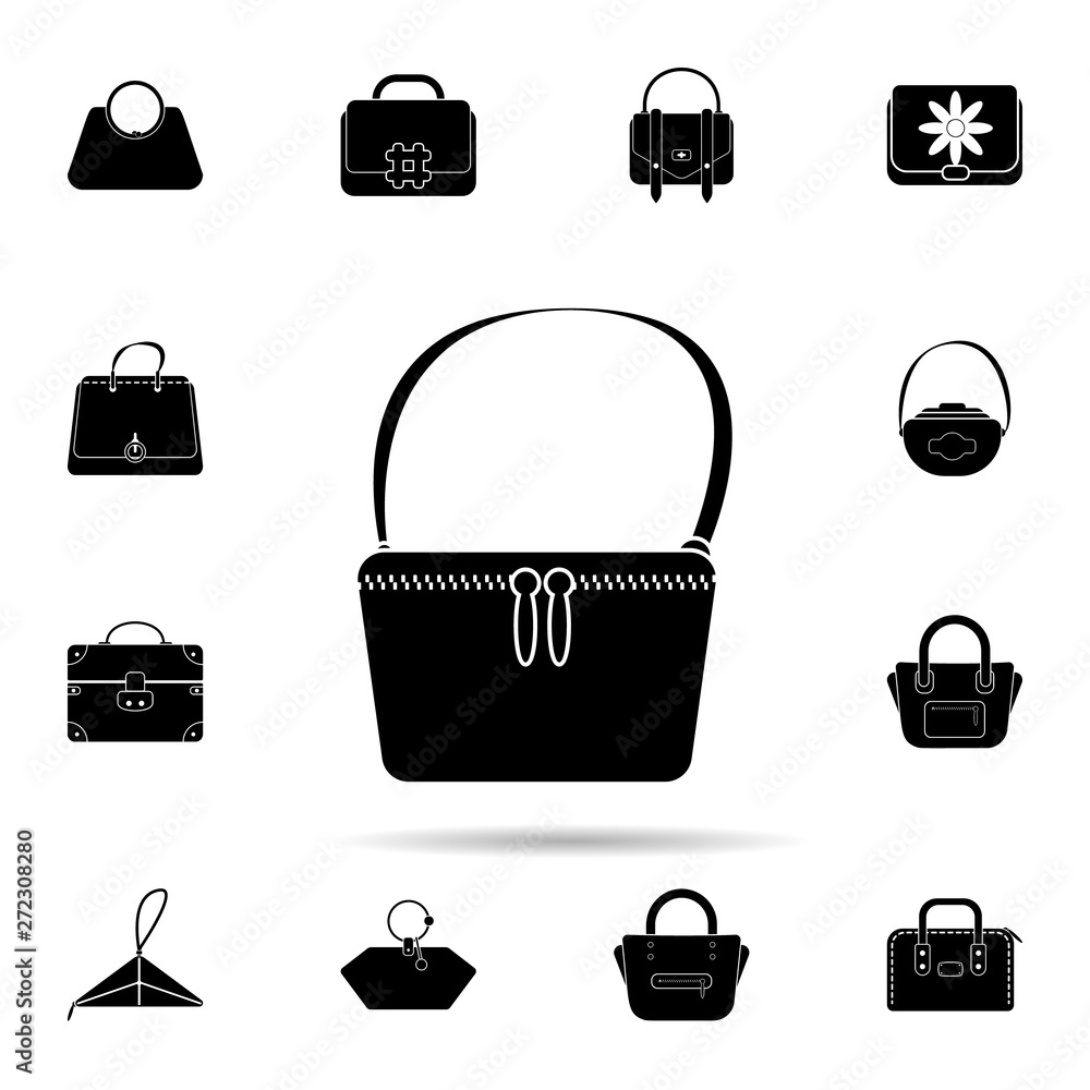 Poster handbag with lock icon. universal set of bags for website design and development, app development