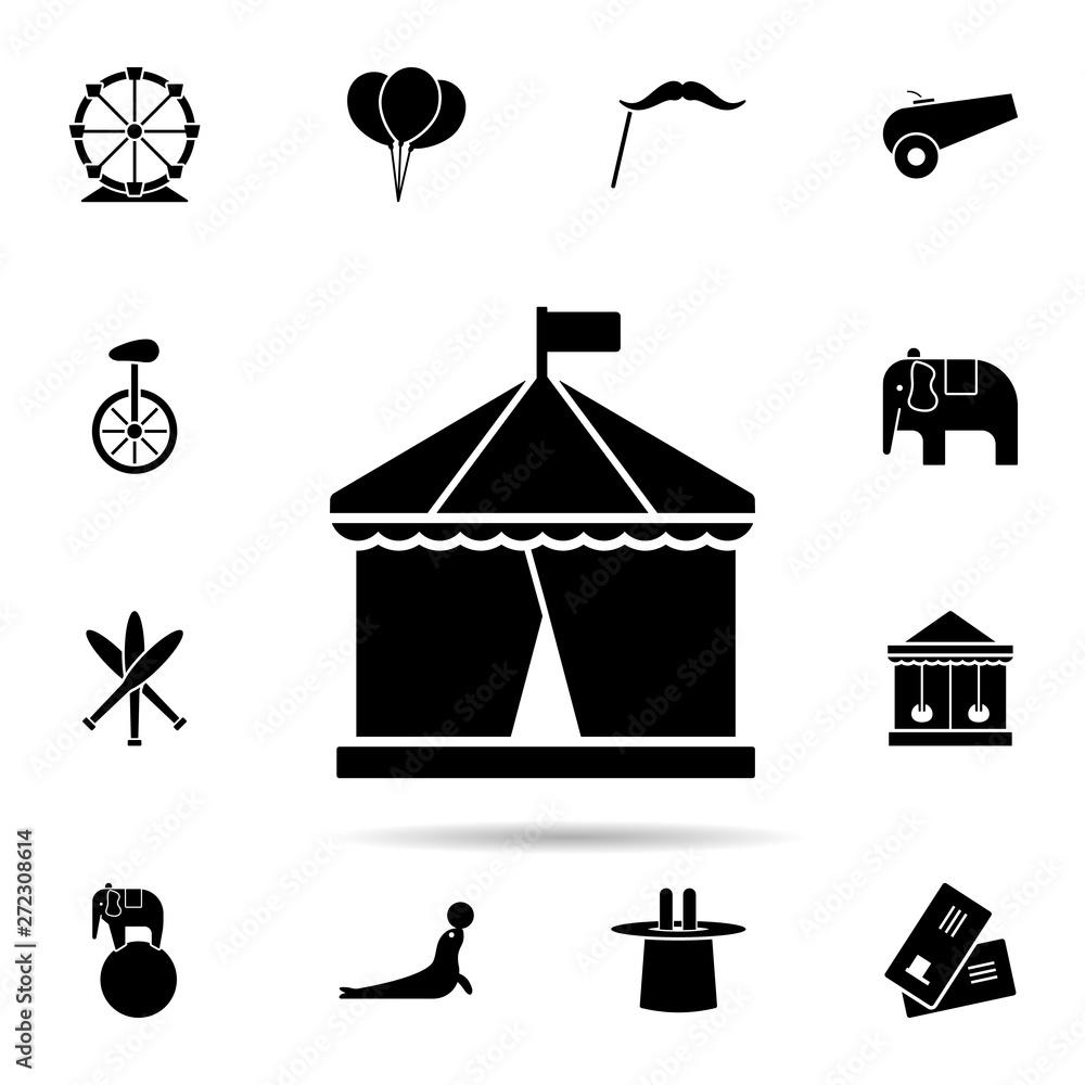 Poster circus tent icon. universal set of circus for website design and development, app development
