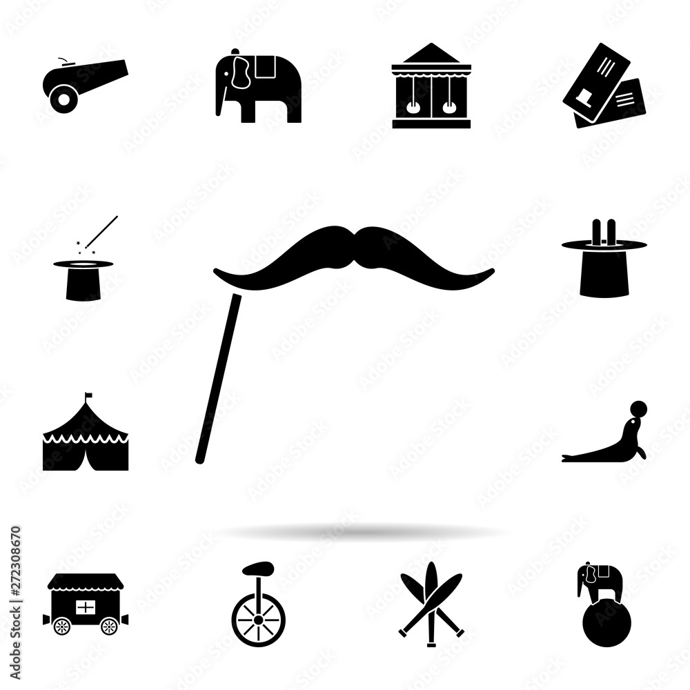 Poster a mustache on a stick icon. universal set of circus for website design and development, app developm