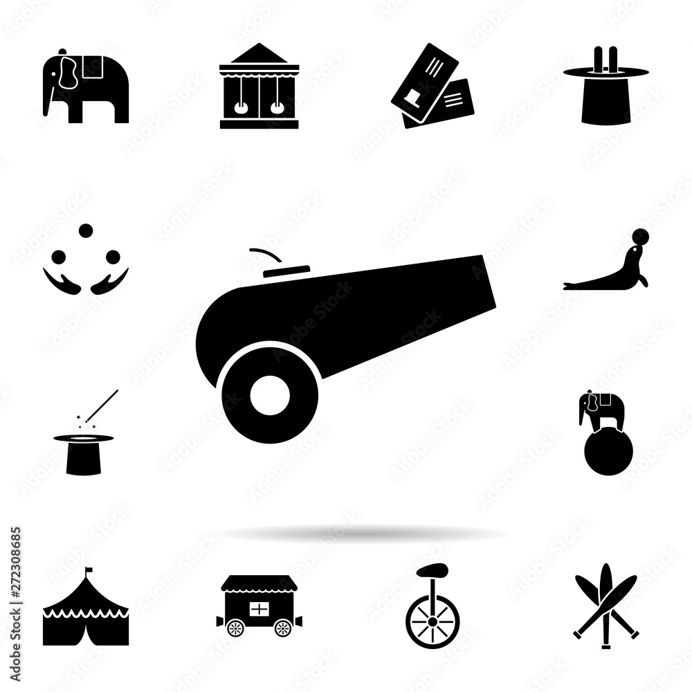 Aufkleber a gun icon. universal set of circus for website design and development, app development