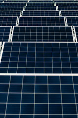 Solar panel against blue sky .Blue solar panels.