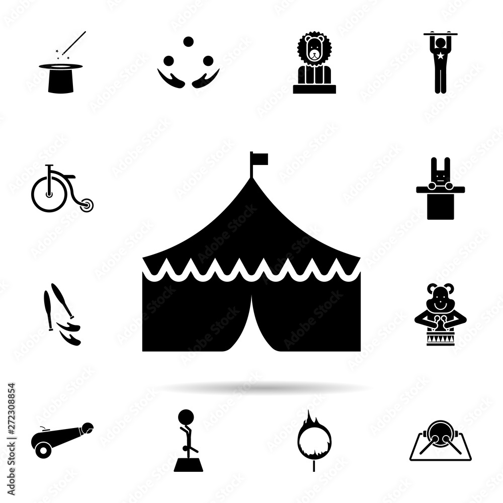 Poster circus tent icon. universal set of circus for website design and development, app development