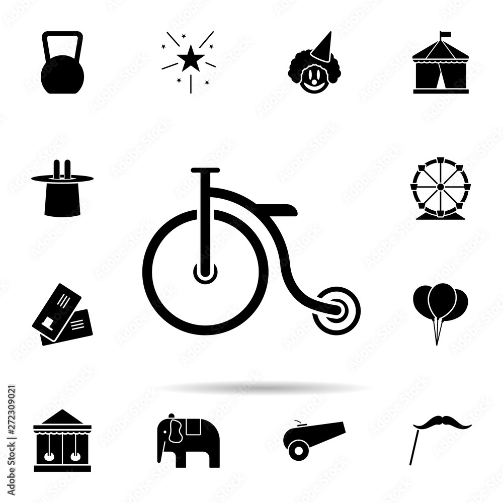 Poster circus bicycle icon. universal set of circus for website design and development, app development