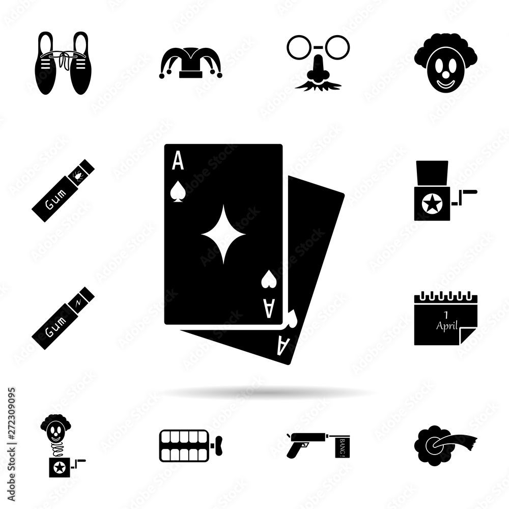 Poster playing cards icon. universal set of day of jokes for website design and development, app developmen