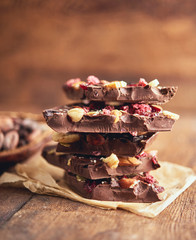 Organic homemade chocolate and cocoa beeens
