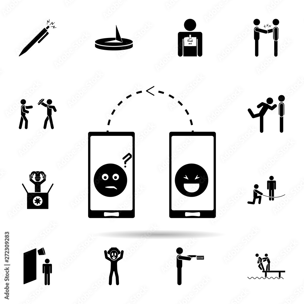 Poster jokes by phone icon. universal set of day of jokes for website design and development, app developme