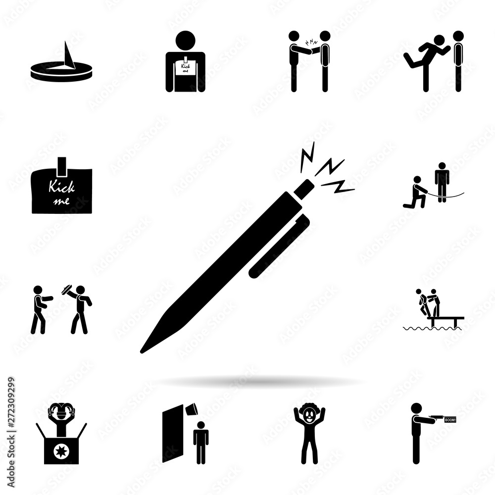 Poster shock pen icon. universal set of day of jokes for website design and development, app development