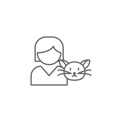 girl cat friendship outline icon. Elements of friendship line icon. Signs, symbols and vectors can be used for web, logo, mobile app, UI, UX