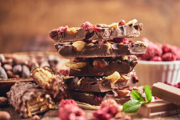 Organic homemade chocolate and cocoa beeens