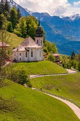 Beautiful alpine view with the famous pilgrimage church Maria Gern near Berchtesgaden - Bavaria - Germany